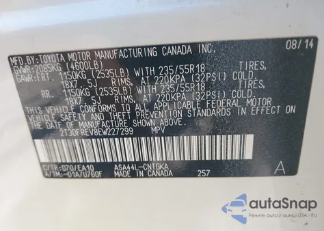 2014 Toyota Rav4 Limited из США, поврежденный, VIN 2T3DFREV8EW227299